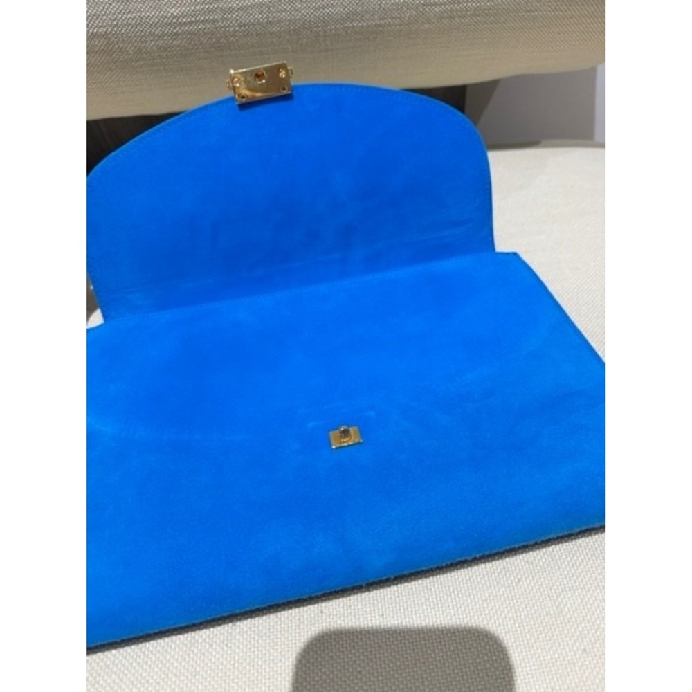 Authentic MANSUR GAVRIEL Blue Suede Clutch - Picture 6 of 10